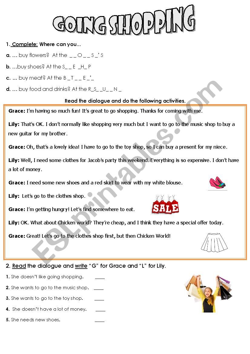 GOING SHOPPING  worksheet