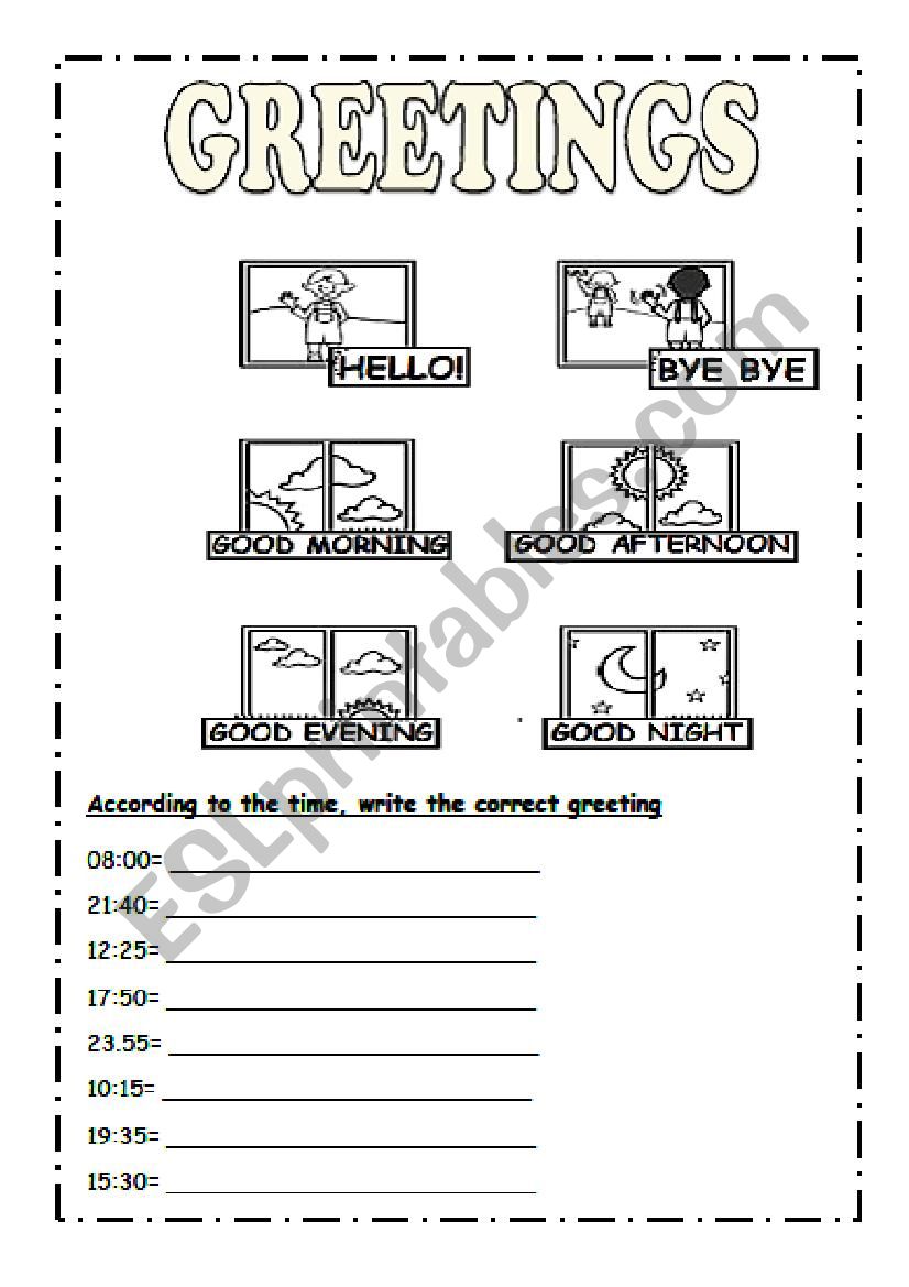 GREETINGS worksheet