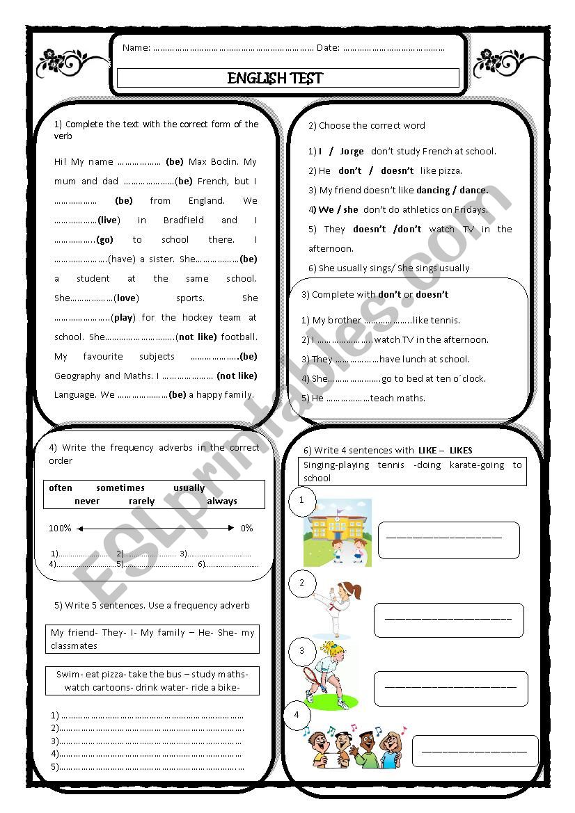 Test for secondary school beginners 