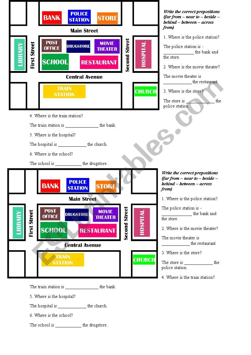 Giving directions worksheet