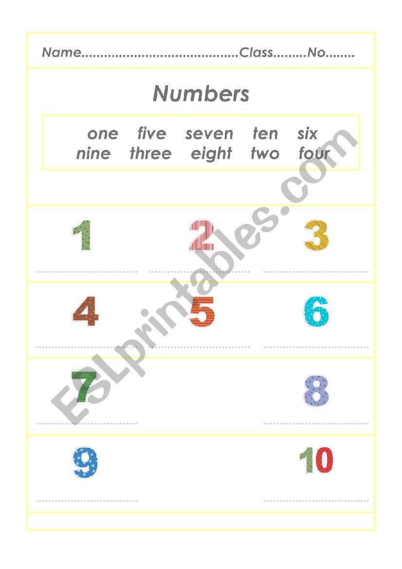 Number Worksheet for Kids worksheet