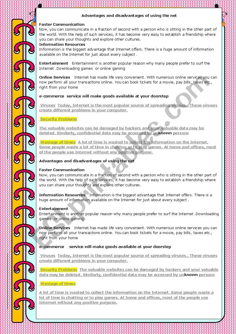 THE NET worksheet