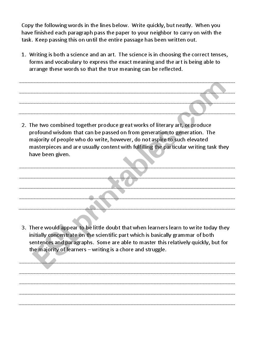 handwriting exercise worksheet