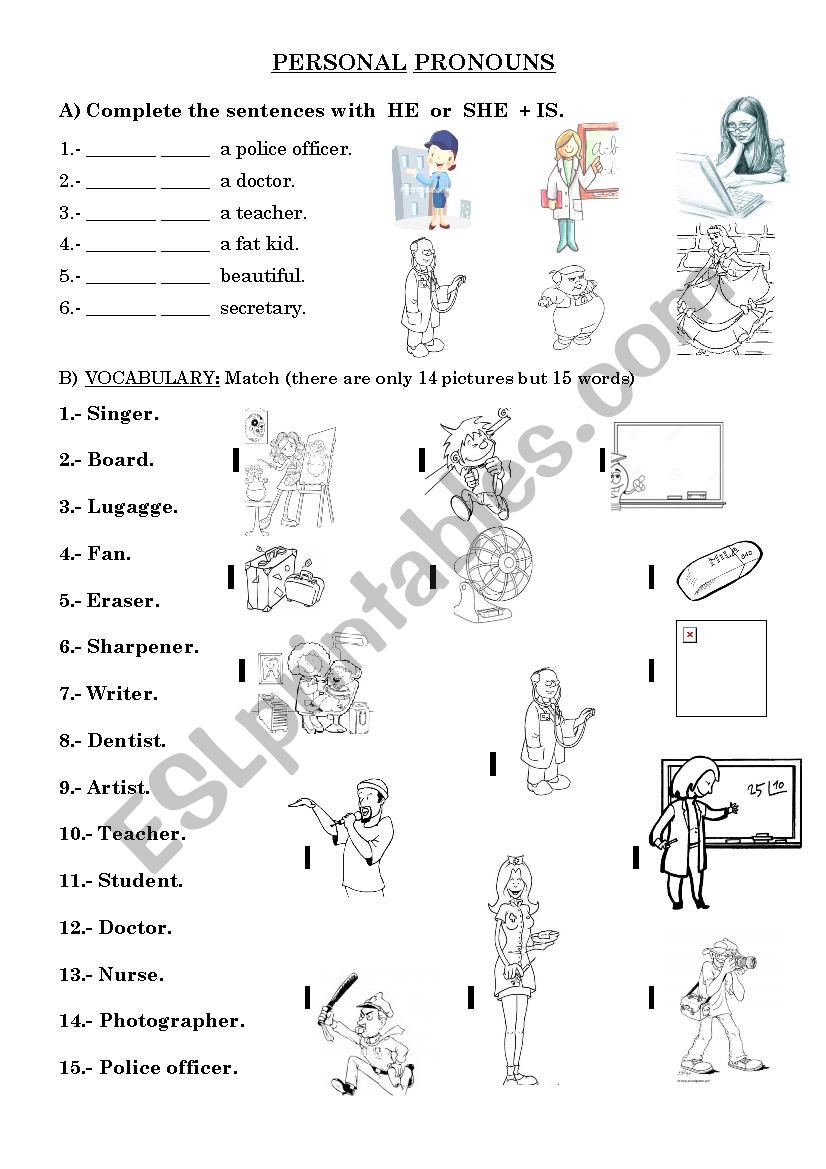 personal pronouns worksheet