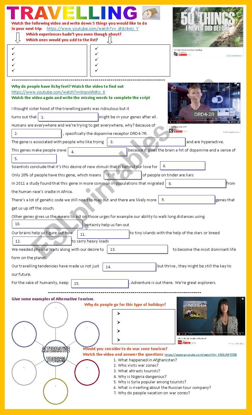 Listening -Travelling worksheet