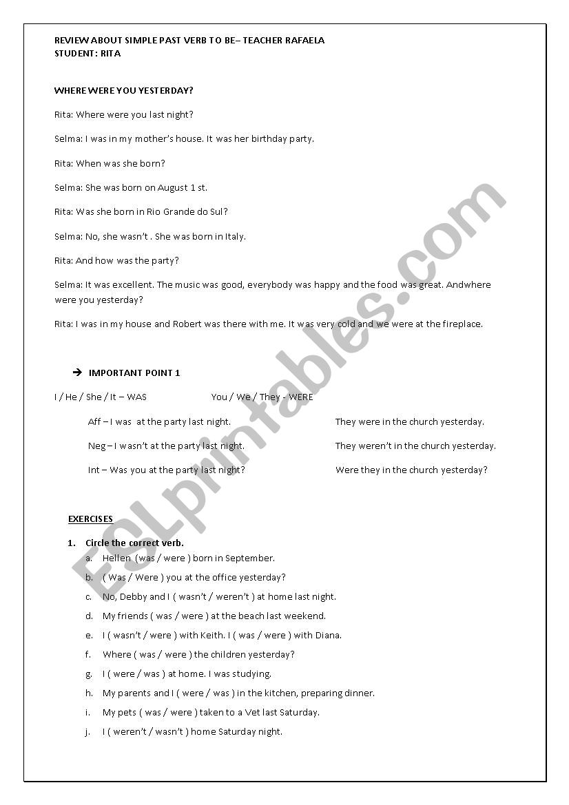 Past Tense worksheet