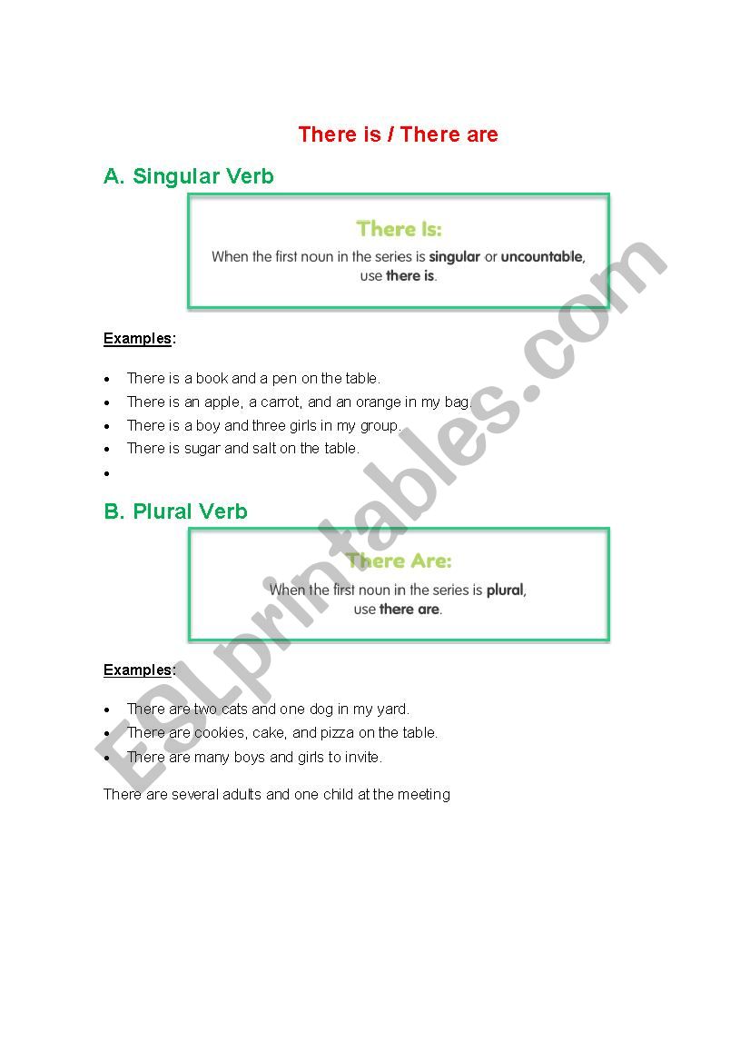 Using There is  - There are worksheet