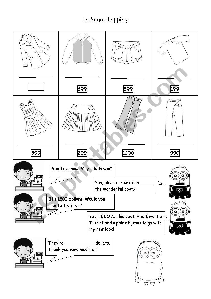 lets go shopping worksheet