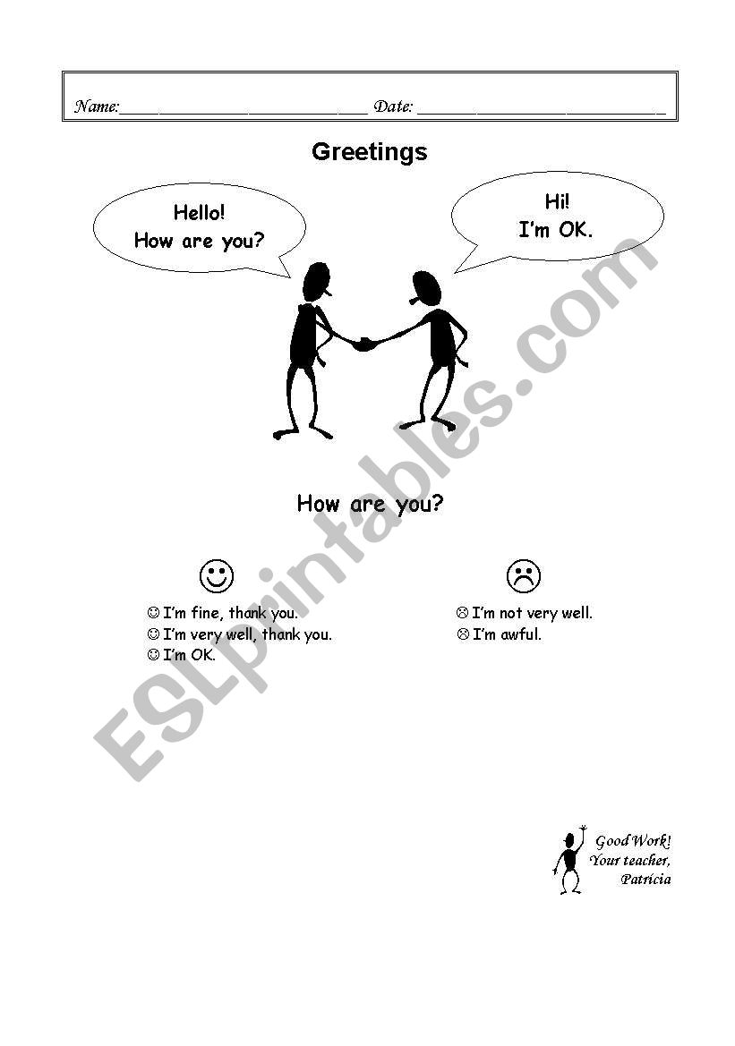 How are you? worksheet