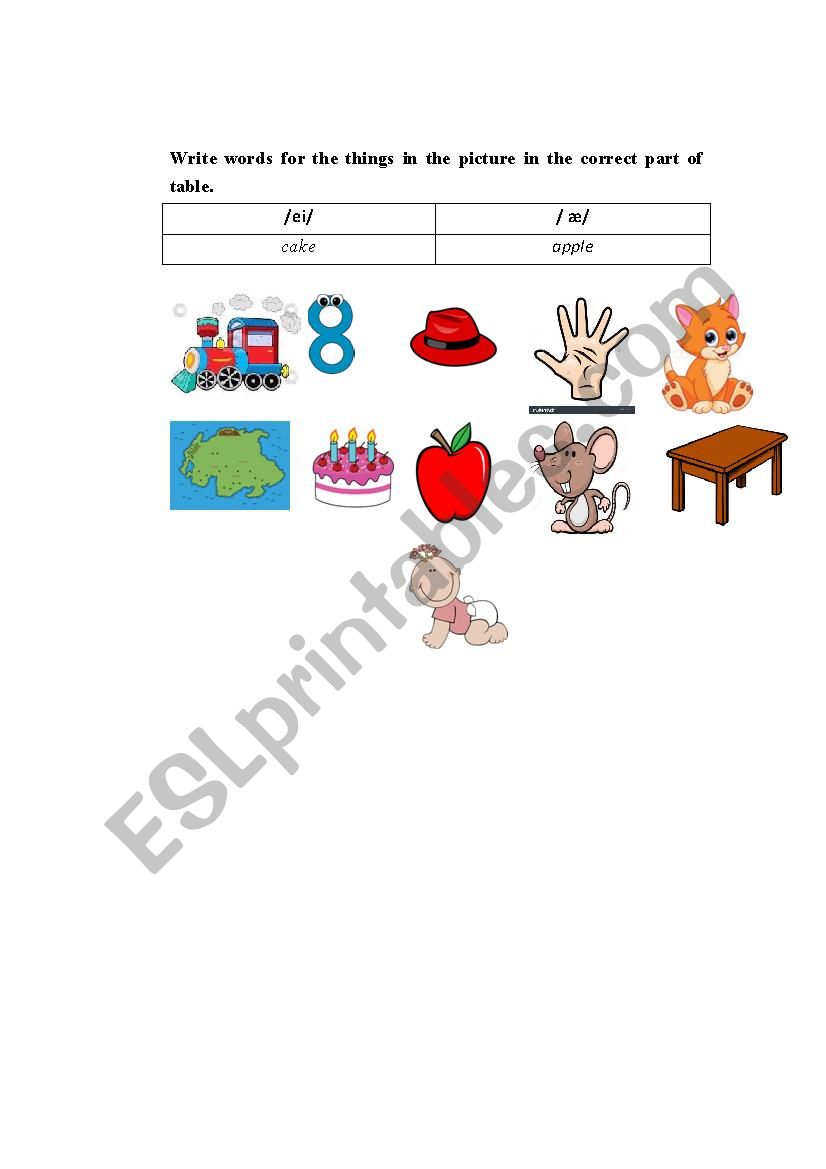 pronunciation for level A2 worksheet