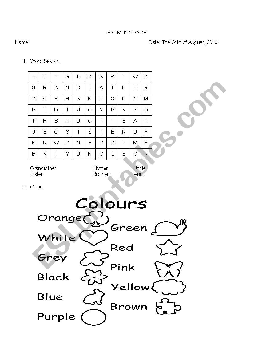 Family and Colors worksheet