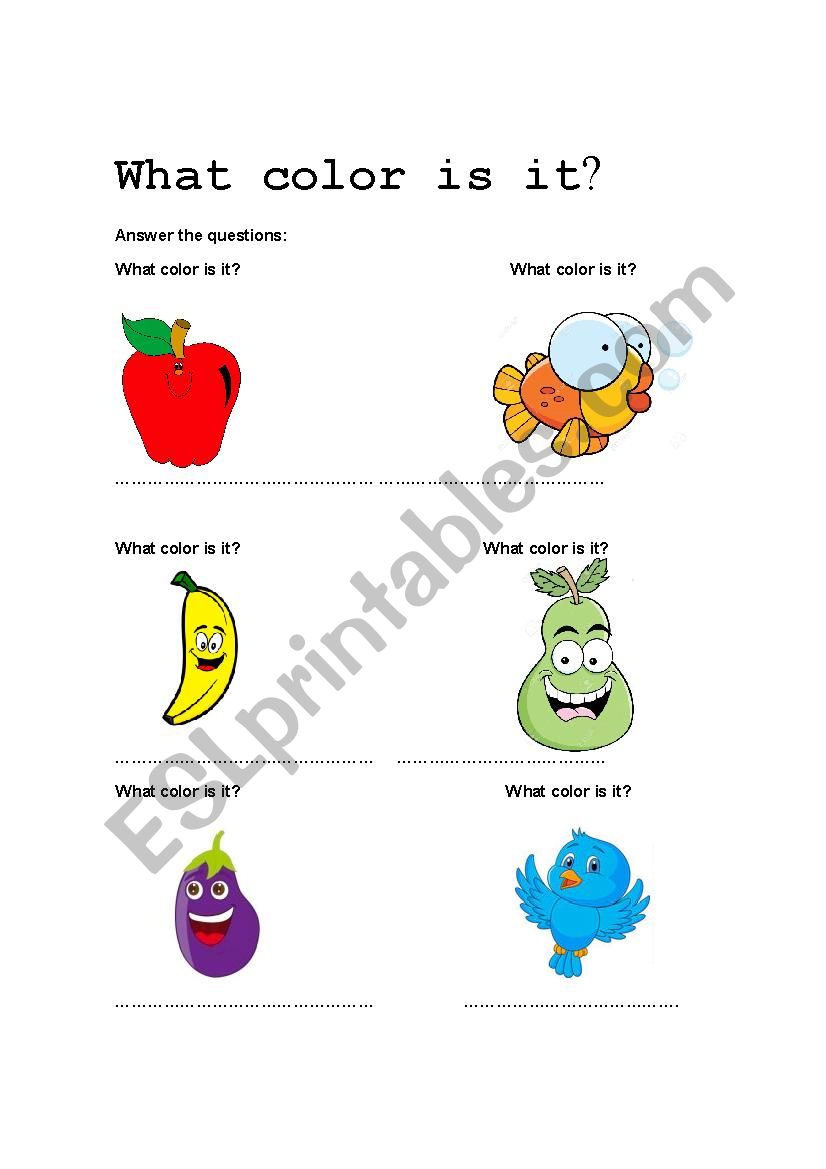 What color is it? worksheet