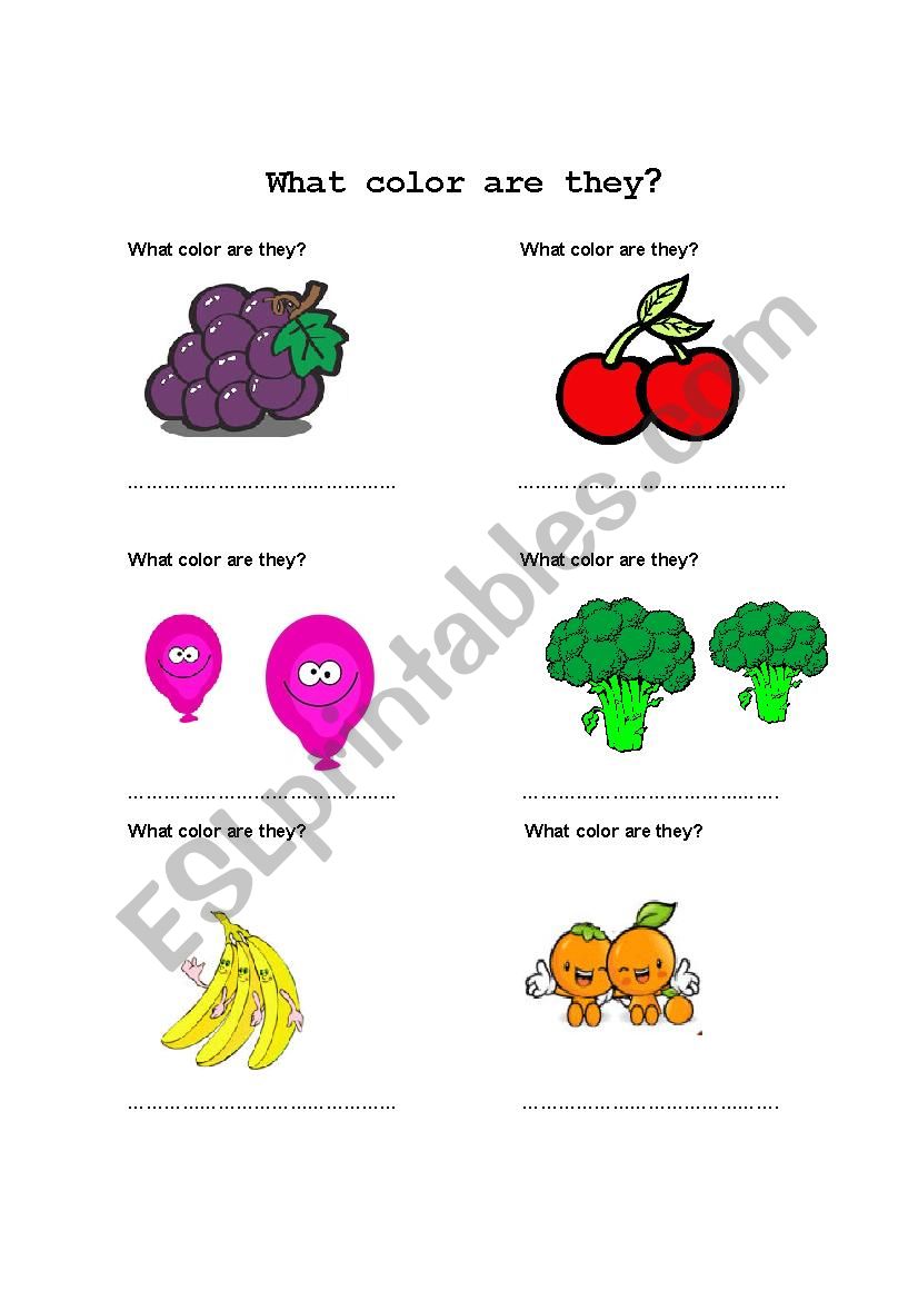 WHAT COLOR ARE THEY? worksheet