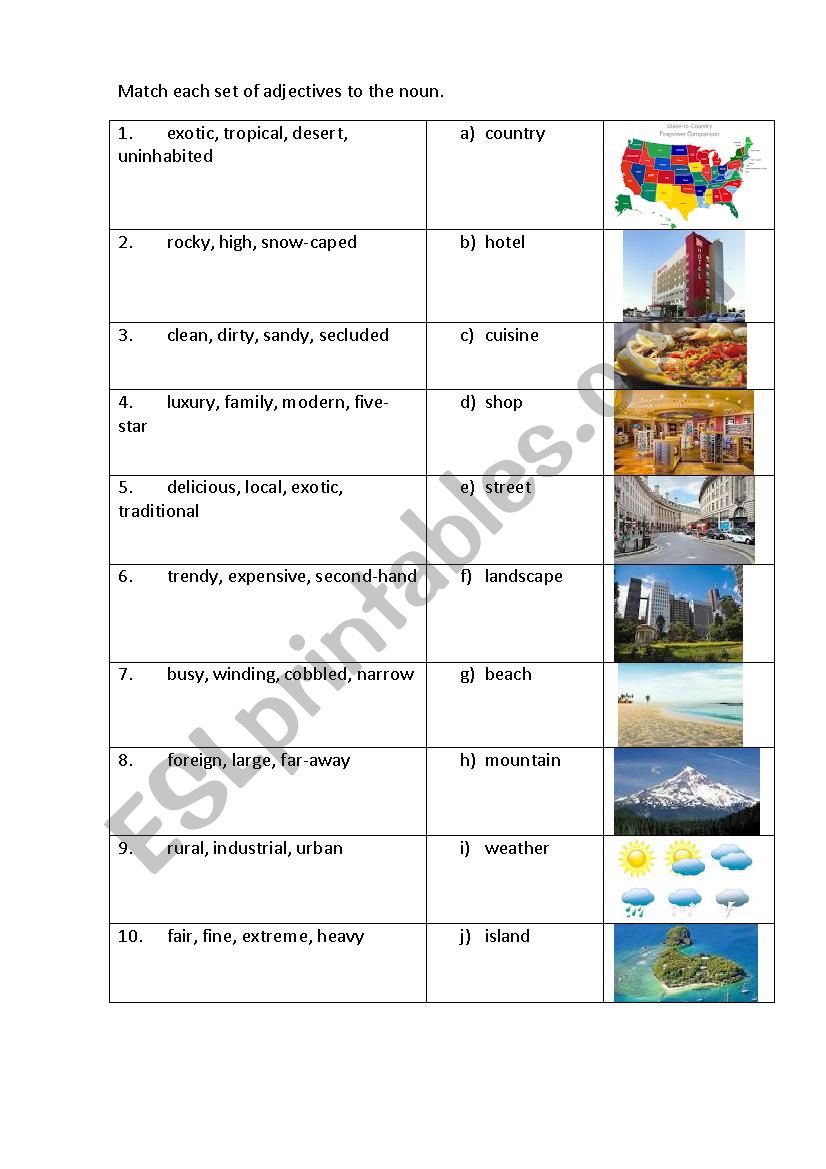 GEOGRAPHY + CITY (matching exercise)