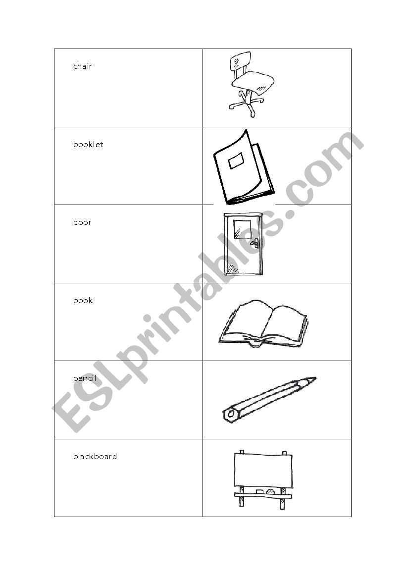 Classroom Vocabulary worksheet