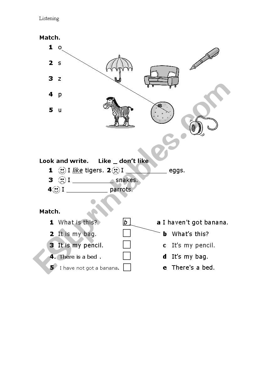 listening assessment  letters and grammer