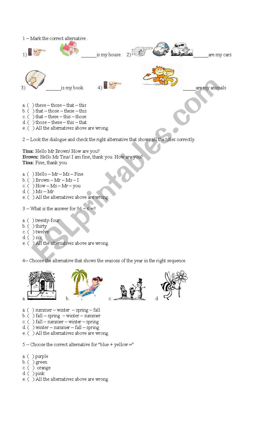 Demonstrative pronouns, colours and seasons