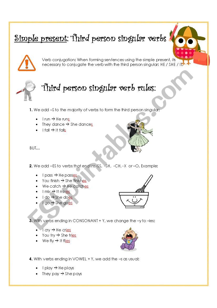 Third person singular verbs worksheet