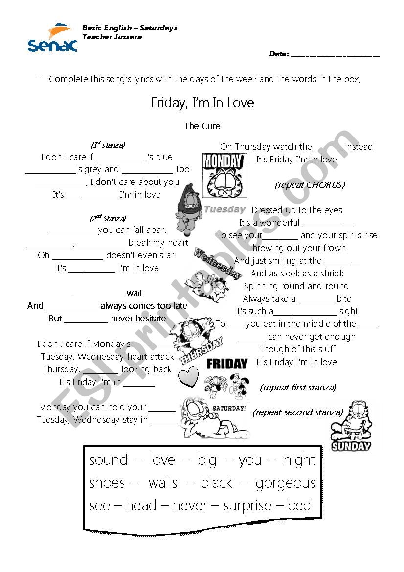 Complete the song! worksheet
