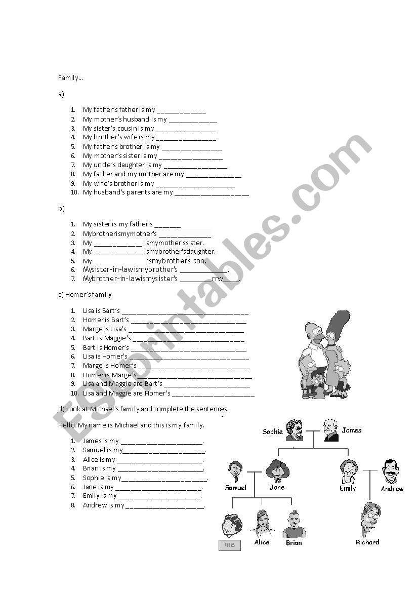 Family worksheet