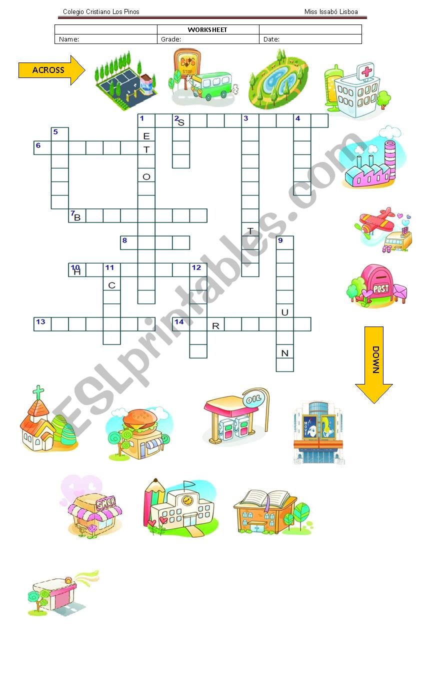 parts of a city worksheet