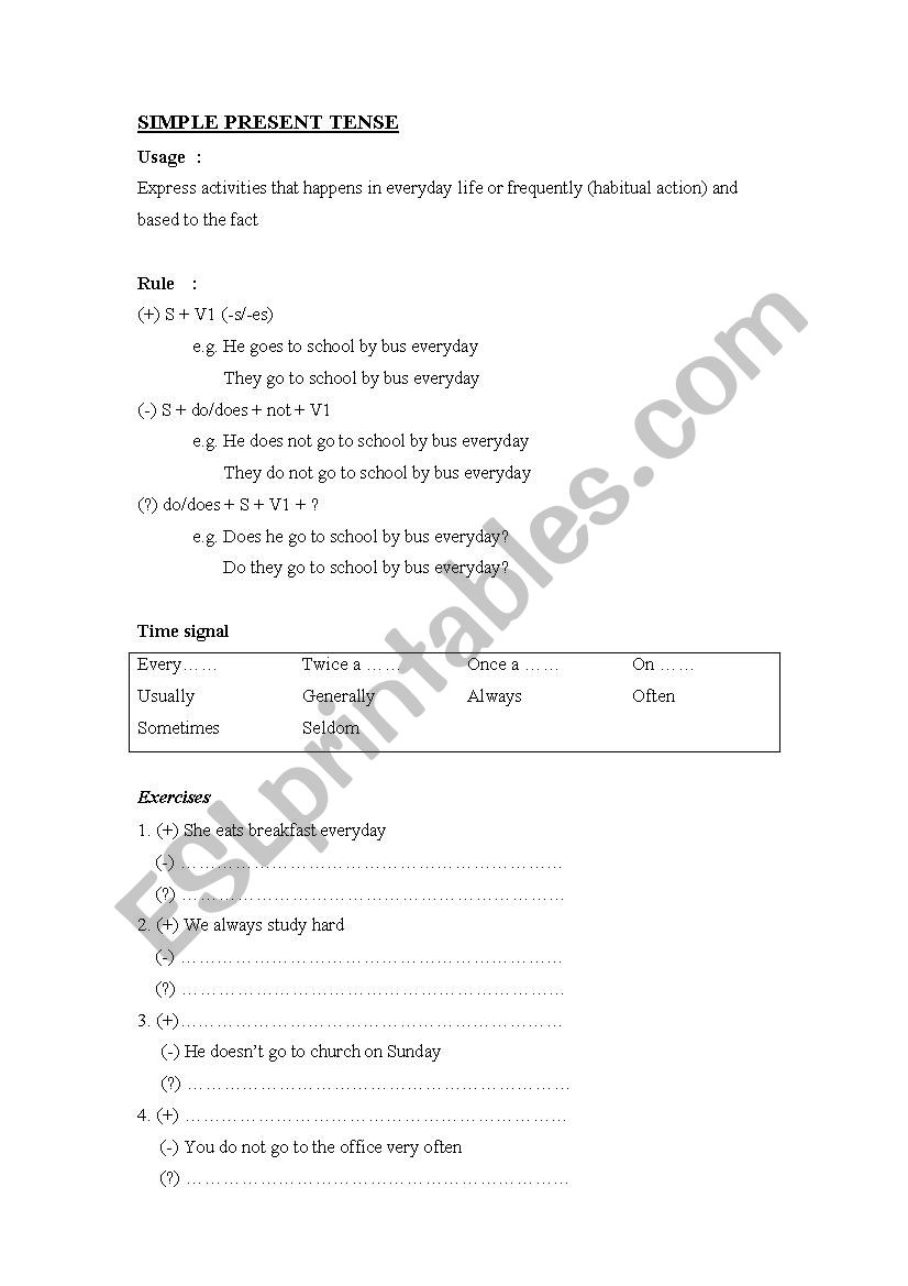 tenses worksheet
