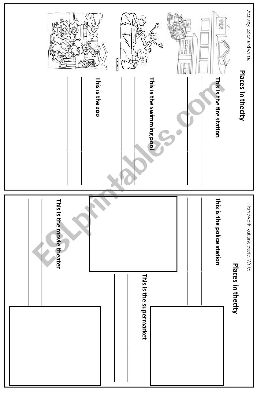 places in the city worksheet