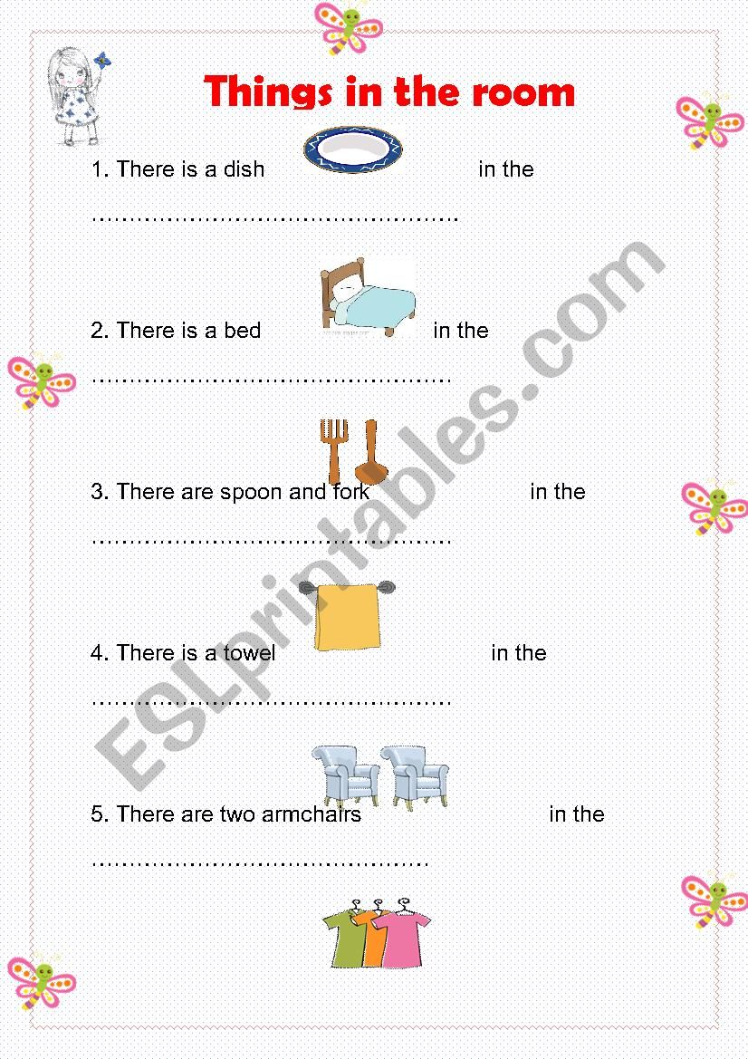 Things in the rooms worksheet