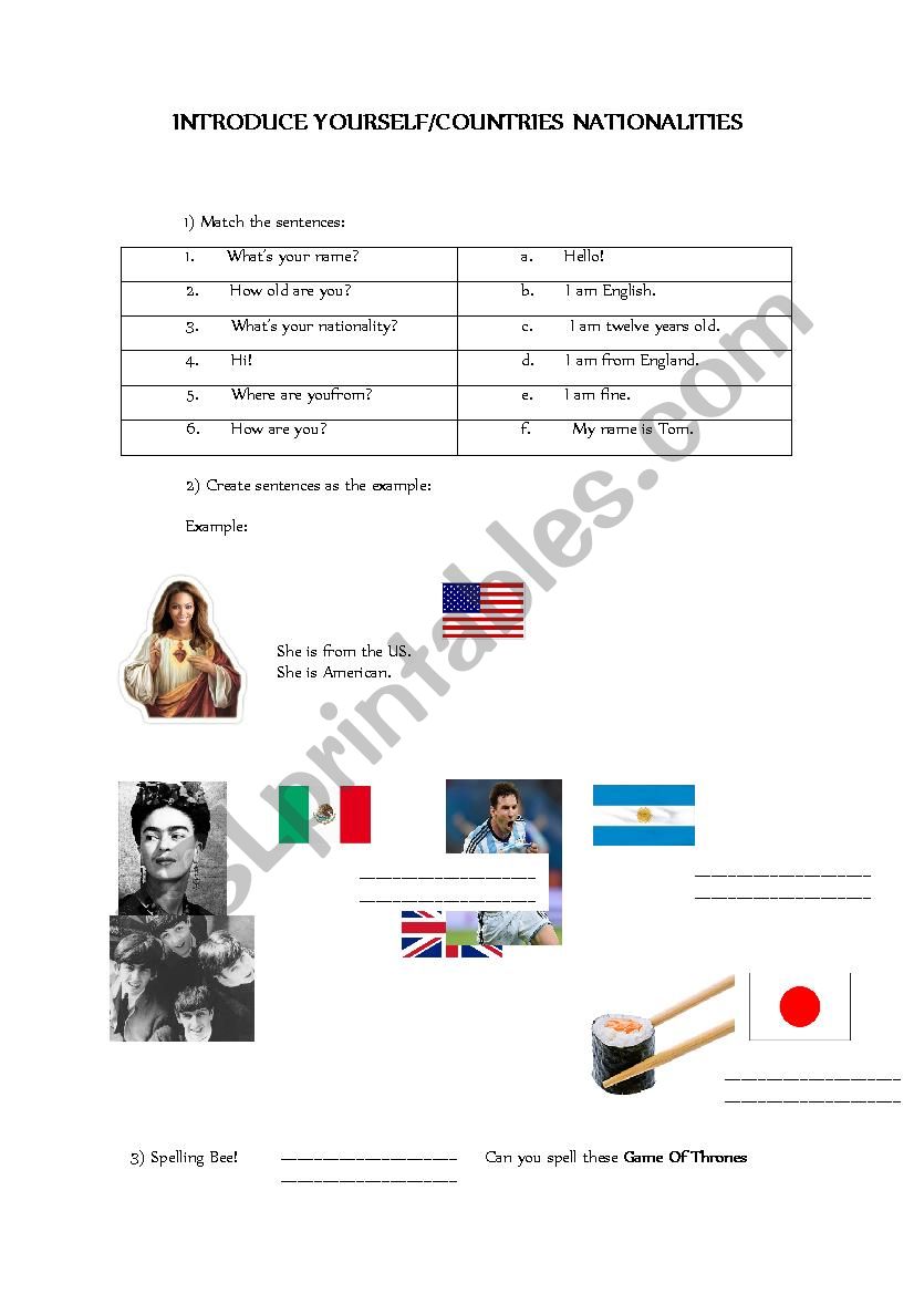 Introduce Yourself/Countries and Nationalities