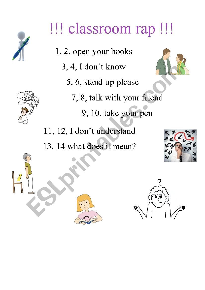 Classroom rap worksheet