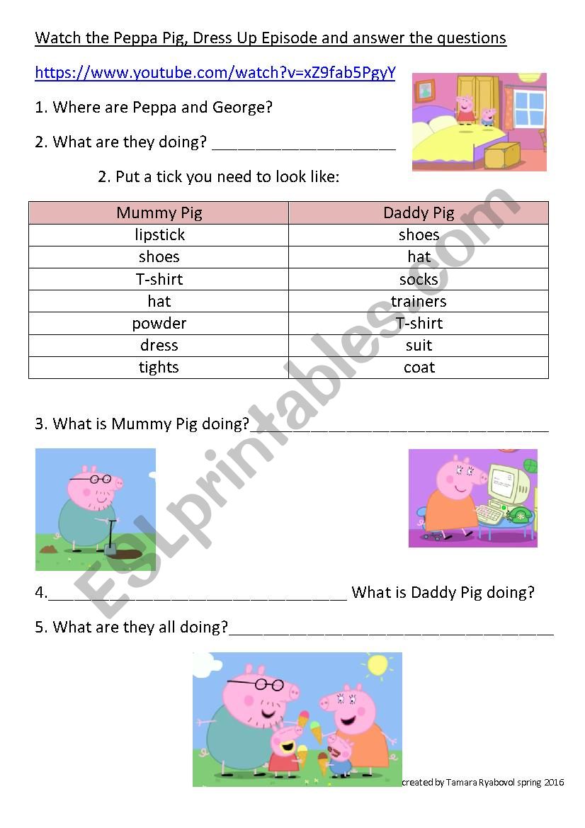 Peppa Pig worksheet