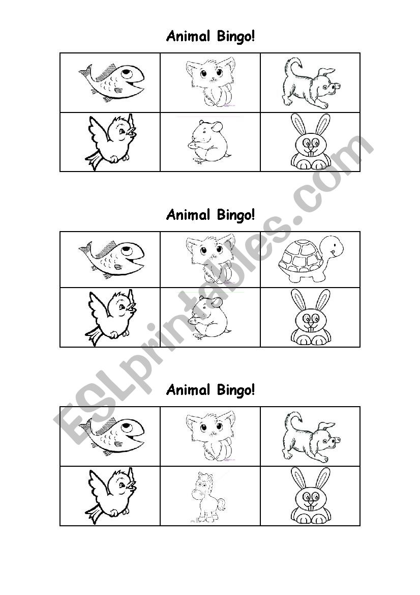 Animal Bingo worksheet