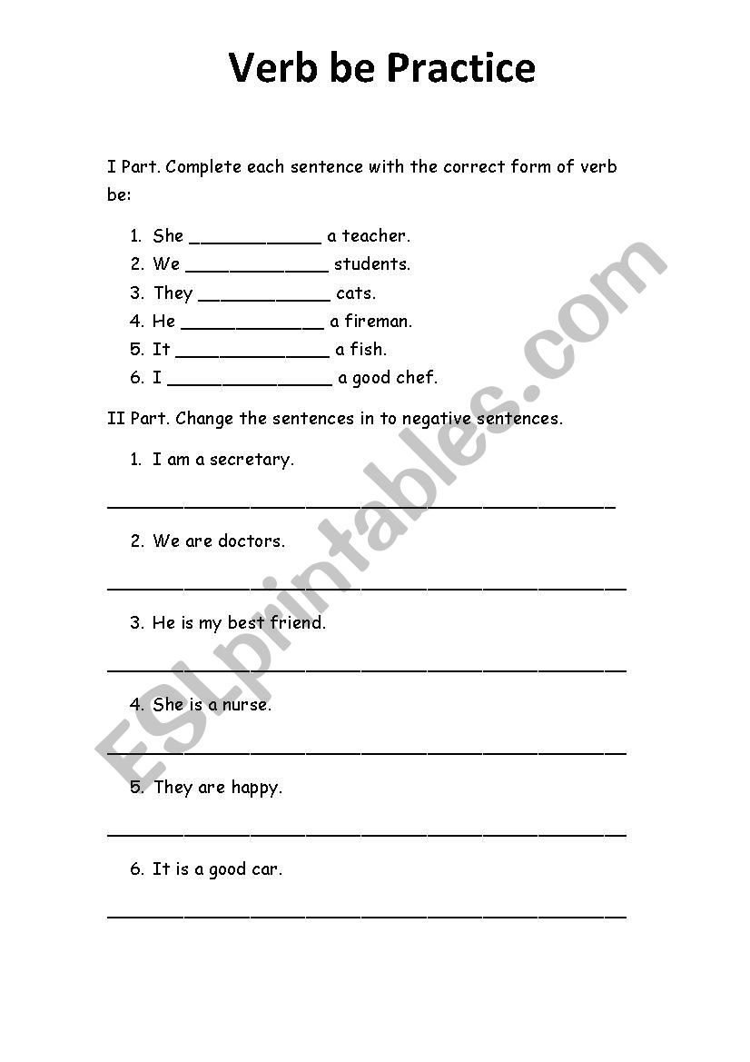 Verb be - ESL worksheet by Maricenia