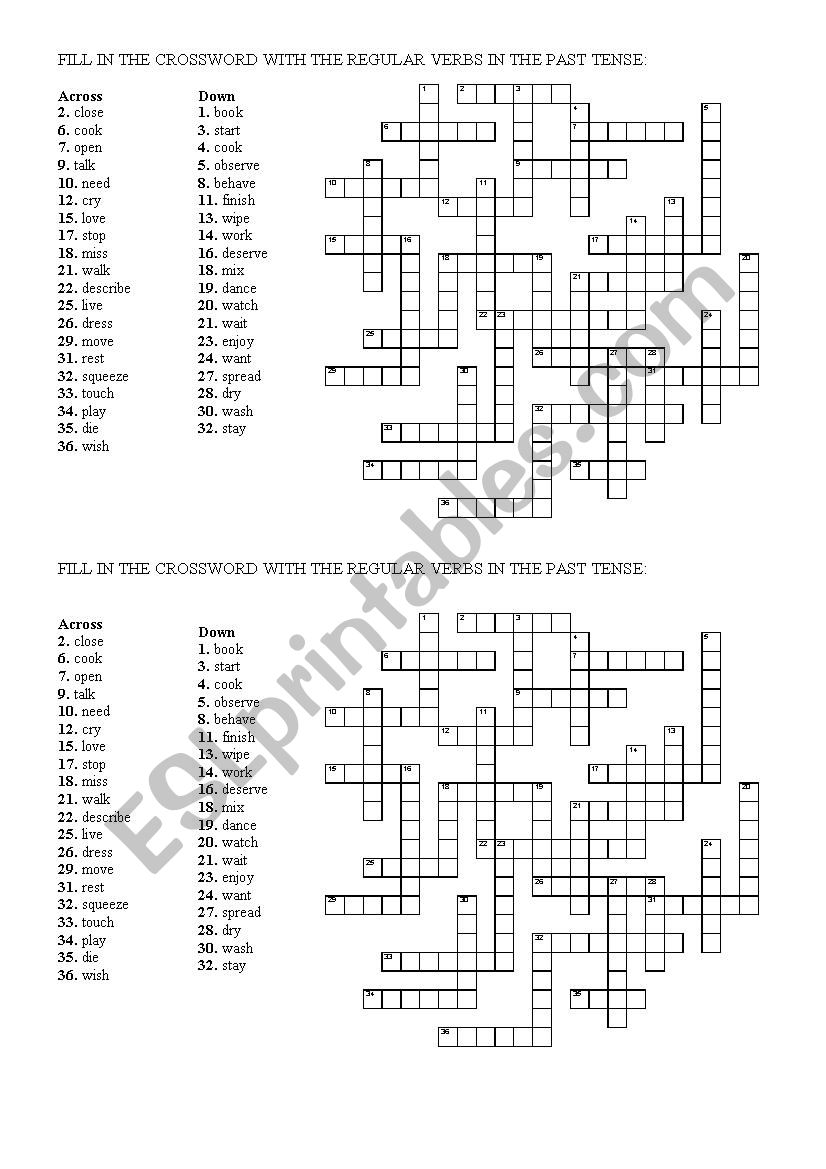 Past tense of regular verbs worksheet