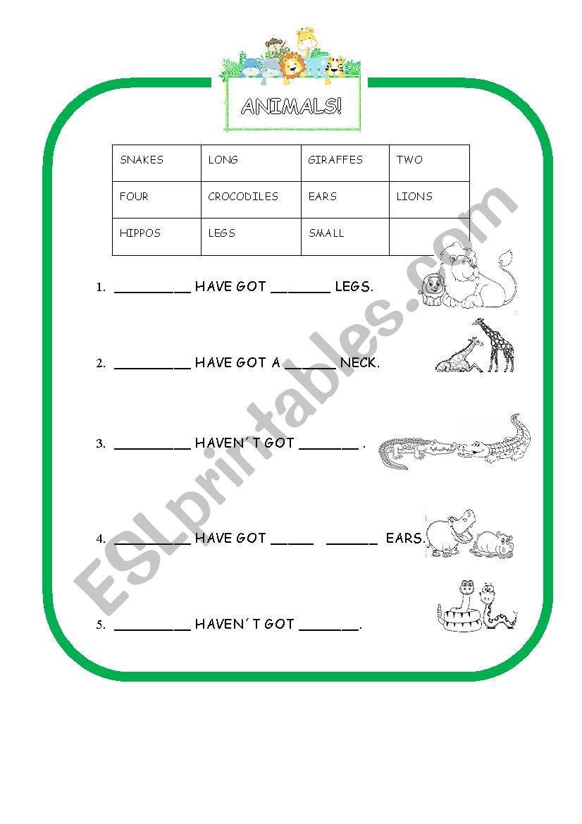 JUNGLE ANIMALS - HAVE GOT worksheet