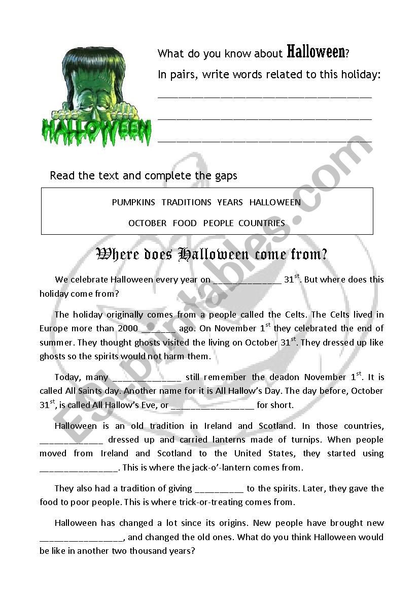 Halloween activity worksheet