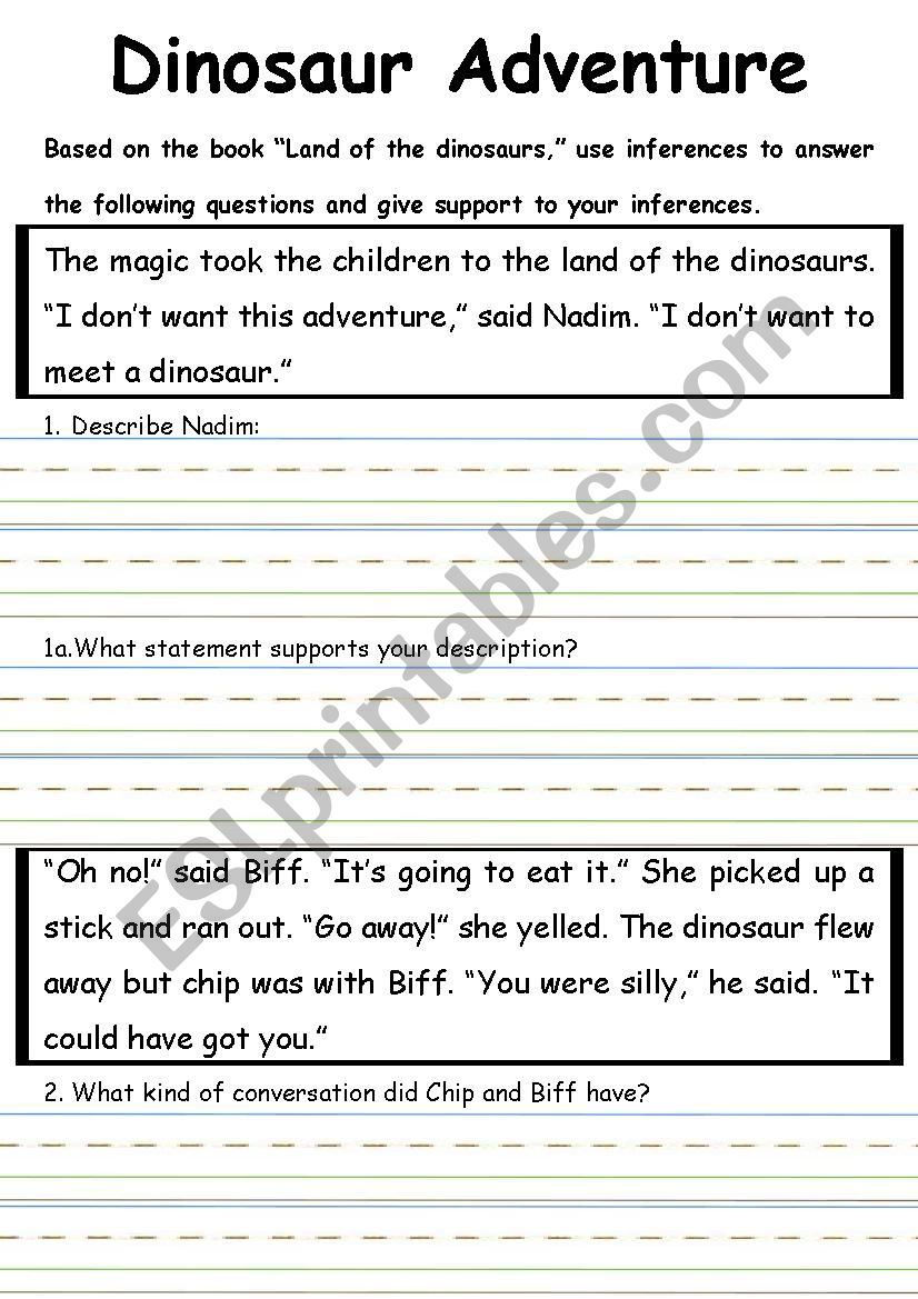 Dinosaur Adventure worksheet