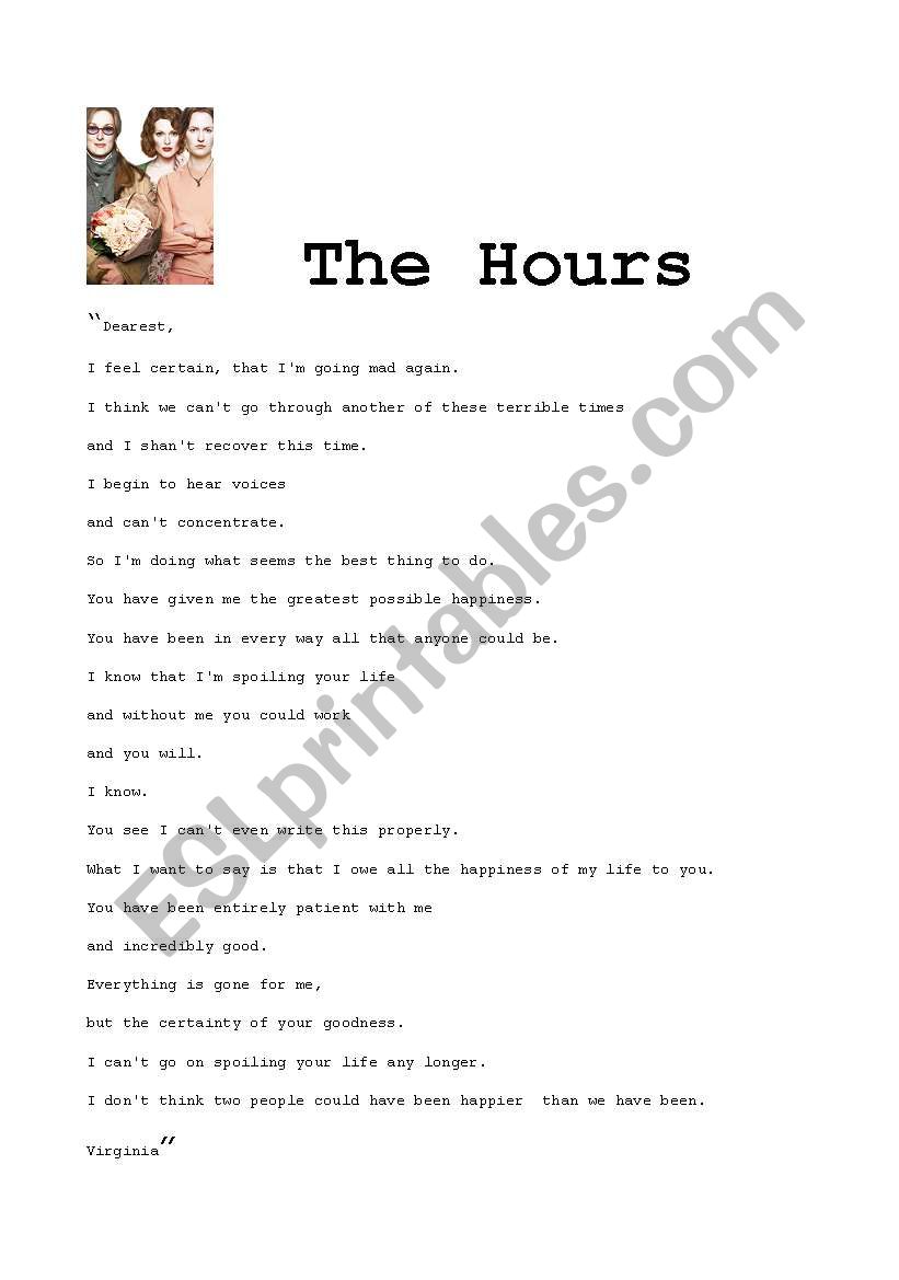 The hours - movie worksheet