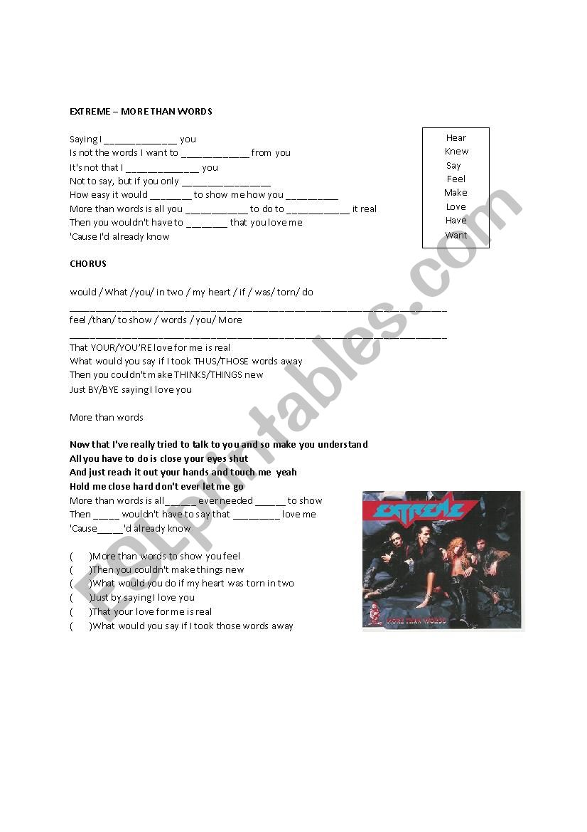 MORE THAN WORDS worksheet