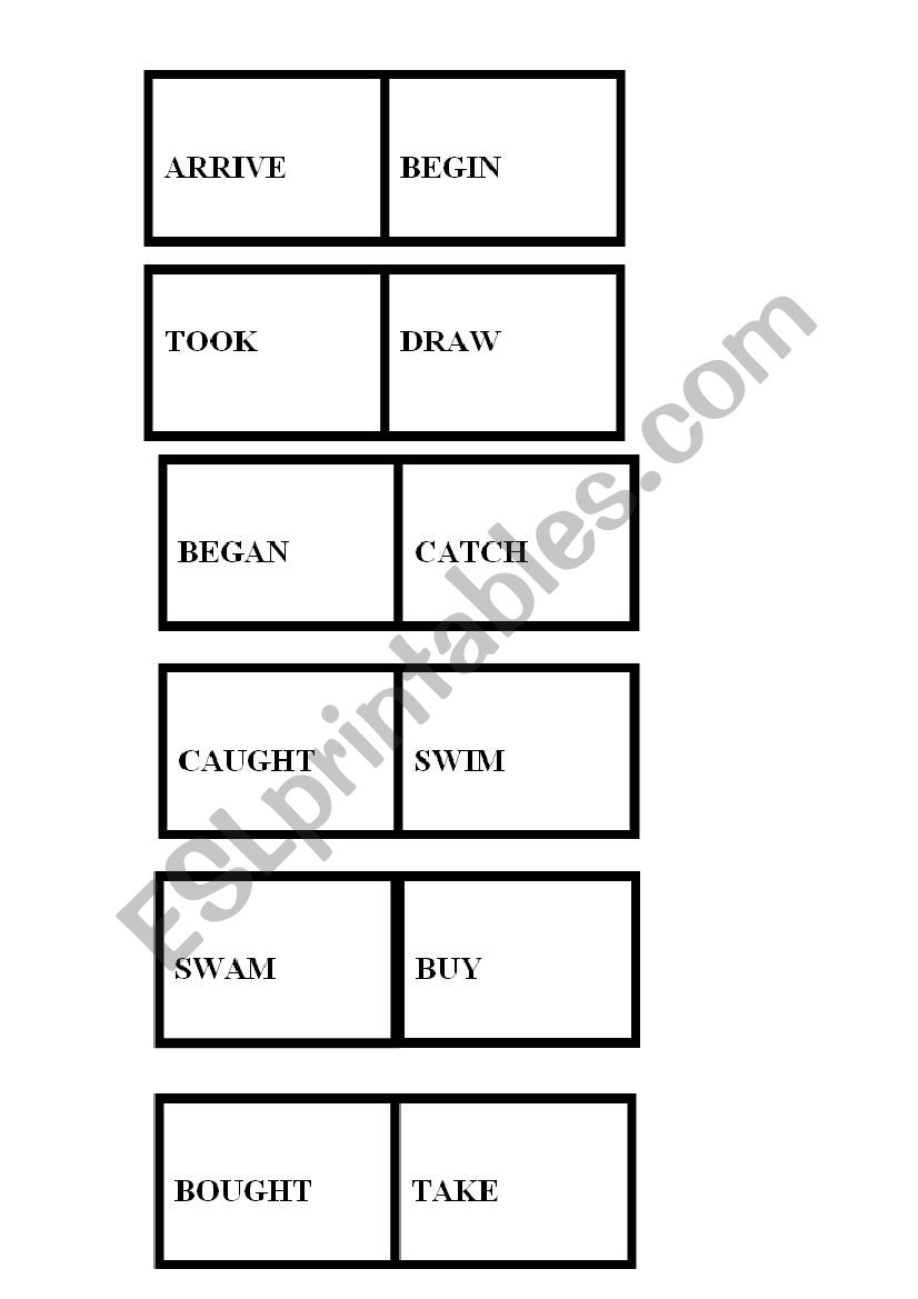 verbs domino present and past 4 sheets