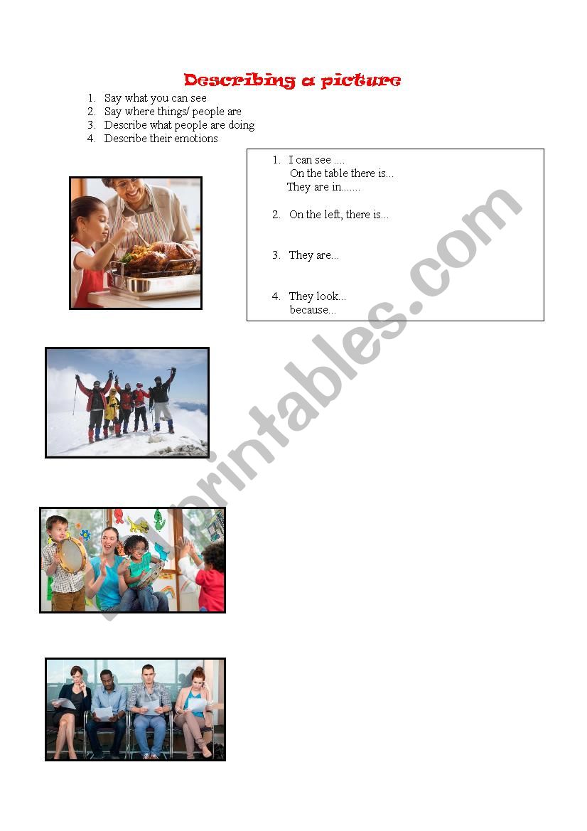 Describing a picture worksheet