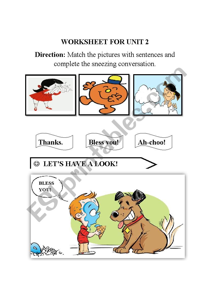 sneezing worksheet worksheet