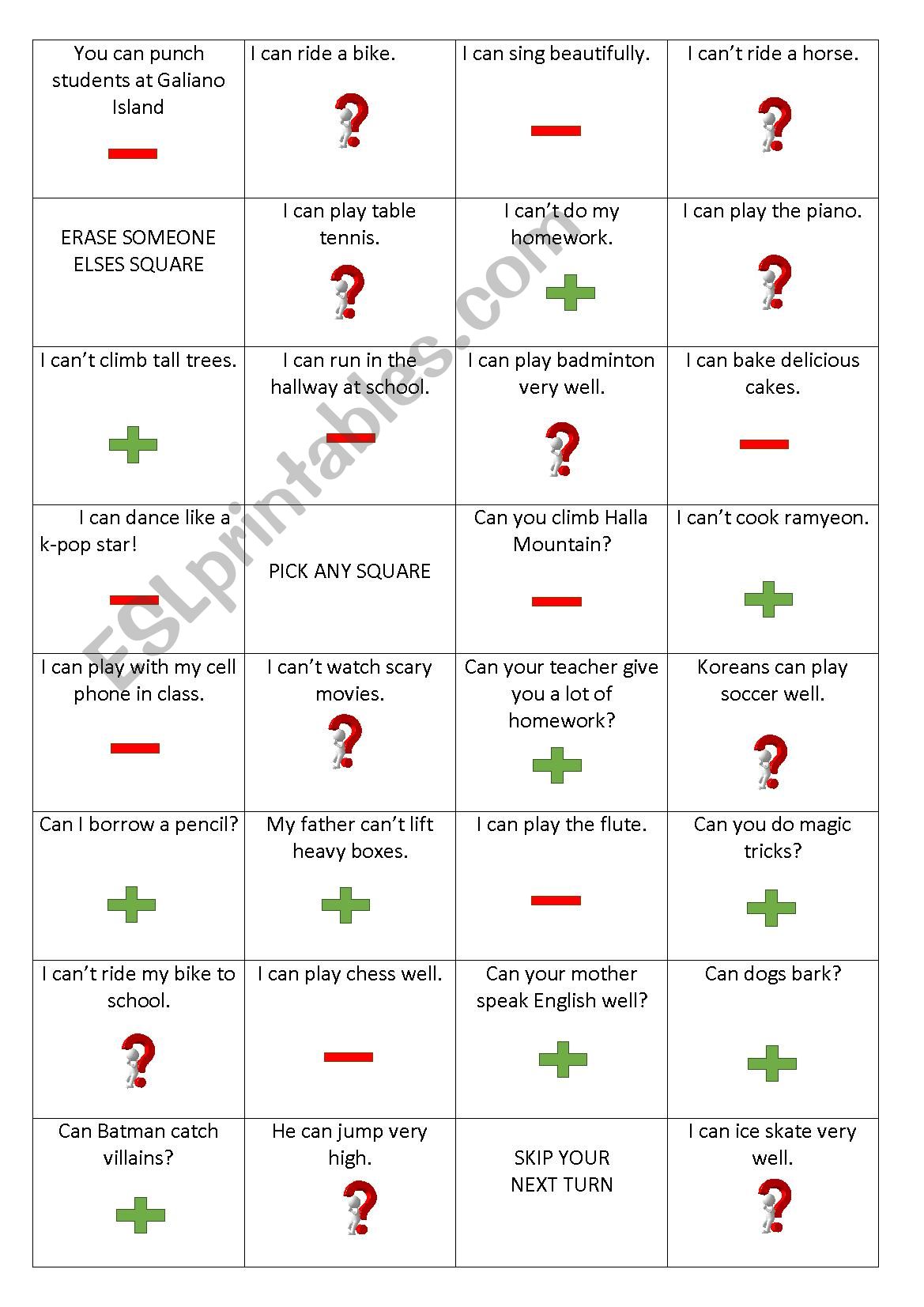Can Cant Coin Toss Game worksheet