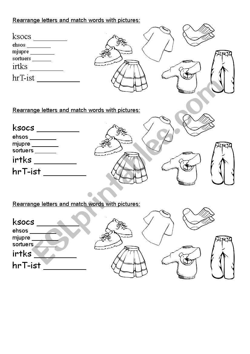 Clothes worksheet