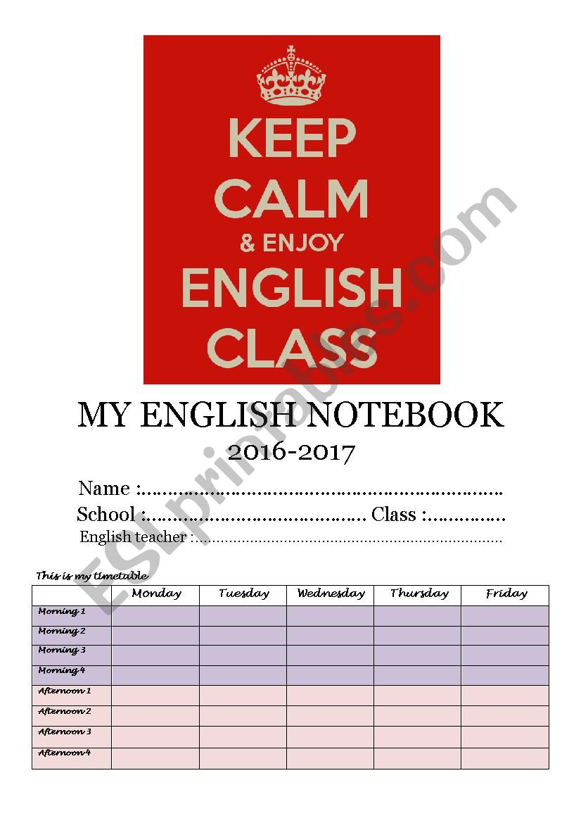 My English Notebook worksheet