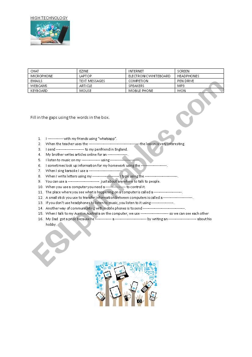 High Technology gap filling exercise