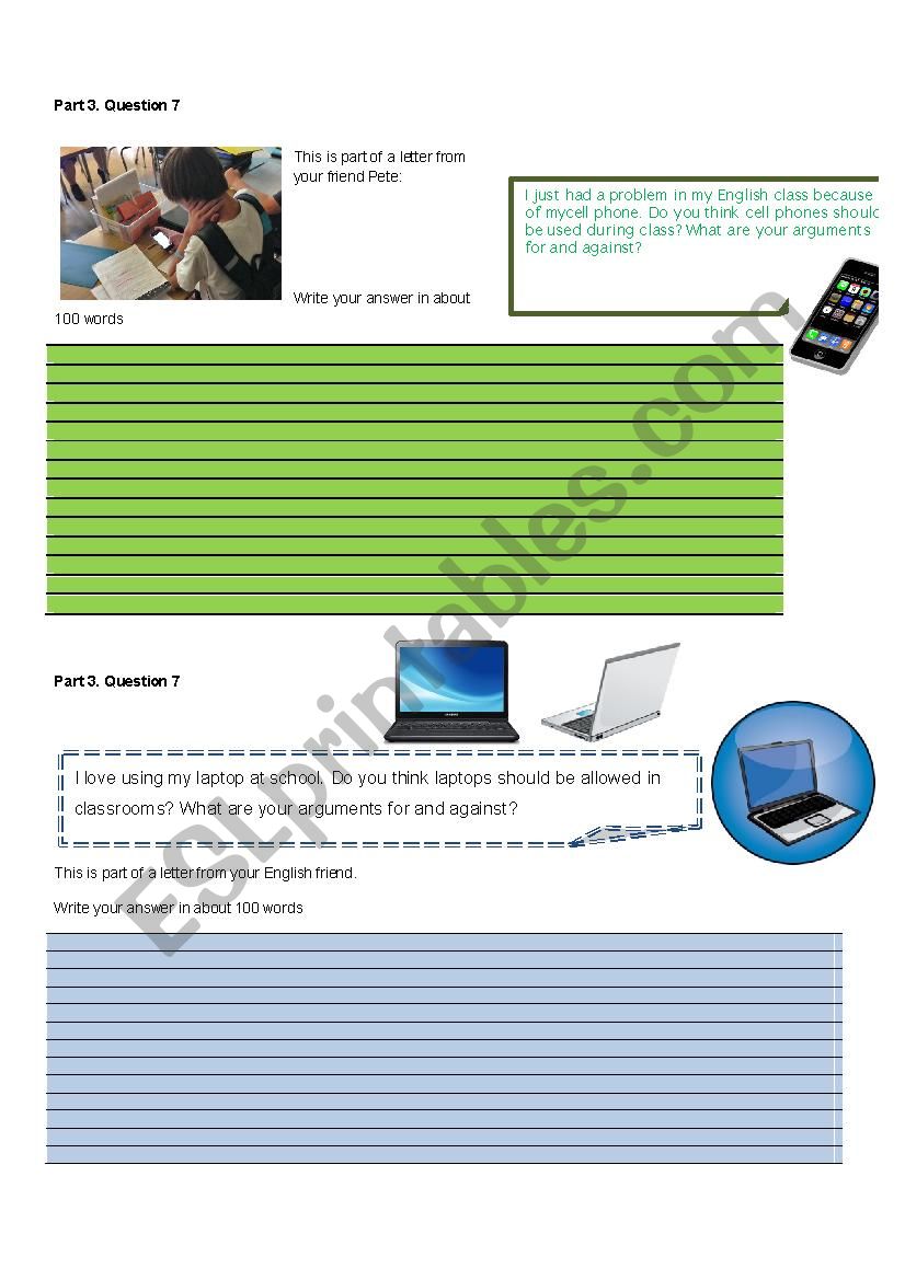 PET-like Writing tasks 2 and 3