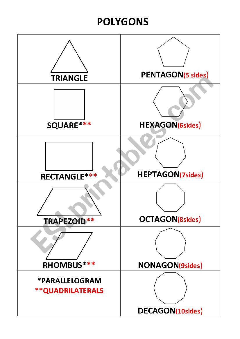 Polygons worksheet