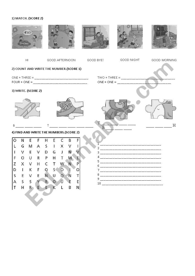 English Test for 3rd Grade - 1B