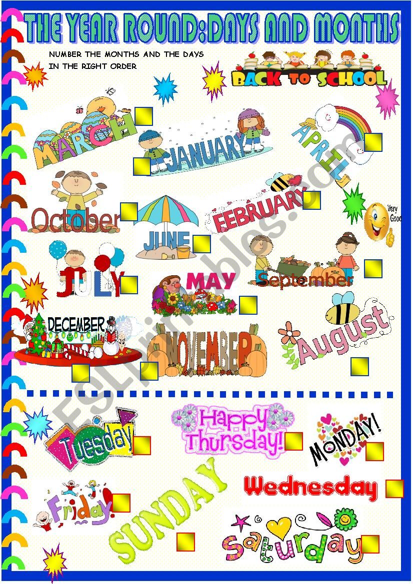 Days and months : poster  and ordering for young learners